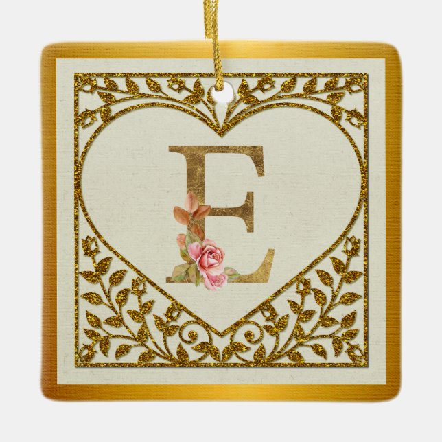 Personalized Floral Monogram, From A to Z  Ceramic Ornament (Front)