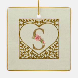 Personalized Floral Monogram, From A to Z Ceramic Ornament