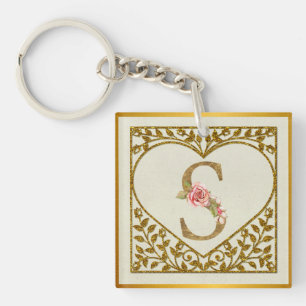 Personalized Floral Monogram, From A to Z Keychain