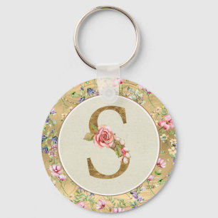 Personalized Floral Monogram, From A to Z  Keychain