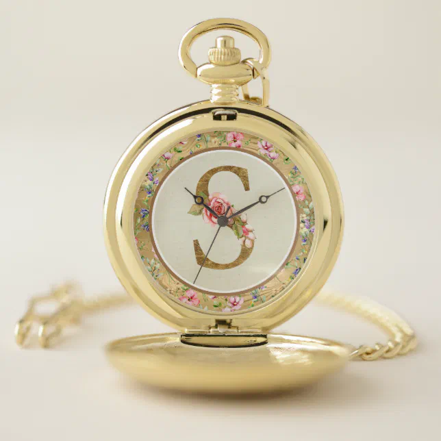 Gold Rose Roses Pocket Watch Necklace Christmas Birthday Anniversary Gift - NEW Rose Pocket Watch Necklace - Steampunk Jewelry & Accessories  main image 2