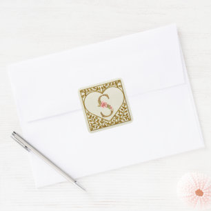 Personalized Floral Monogram, From A to Z  Square Sticker