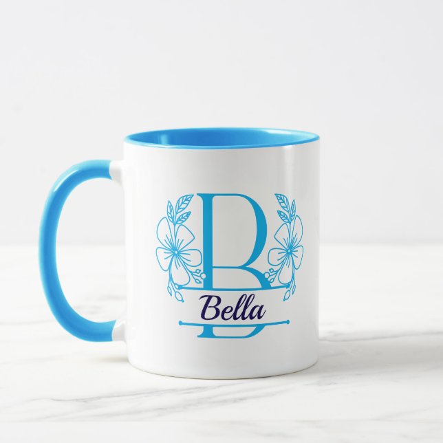 Personalized Floral Monogram Letter B Mug - Custom (Left)
