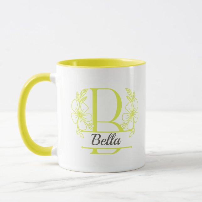 Personalized Floral Monogram Letter B Mug - Custom (Left)