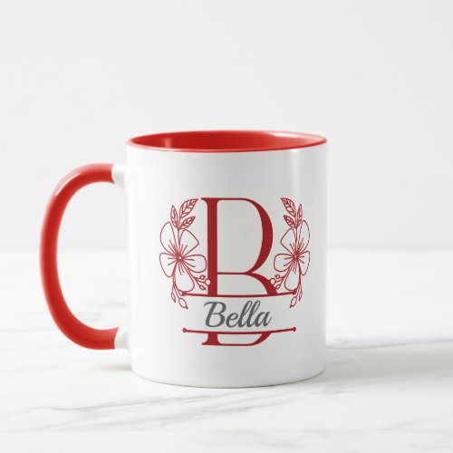 Personalized Floral Monogram Letter B Mug - Custom