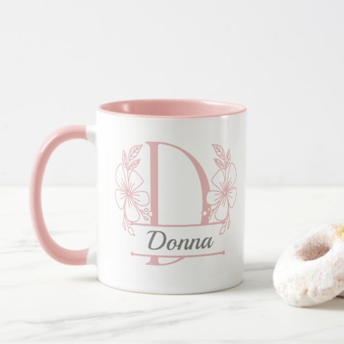 Personalized Floral Monogram Letter D Mug - Custom