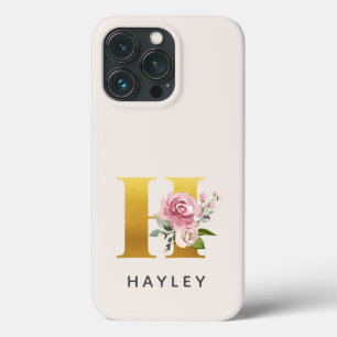 Personalized Floral Monogram Letter M Name iPhone 13 Pro Case