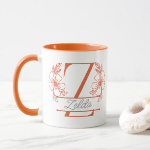 Personalized Floral Monogram Letter Z Mug - Custom