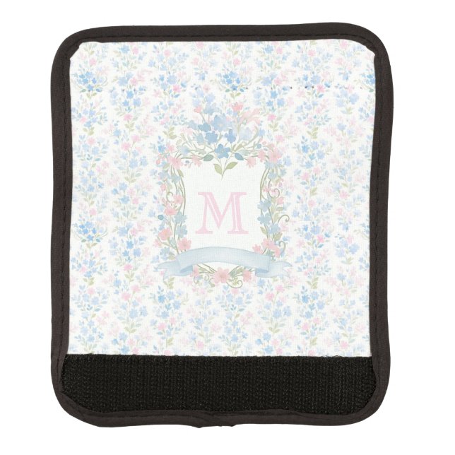 Personalized Floral Monogram Luggage Handle Wrap (Front)