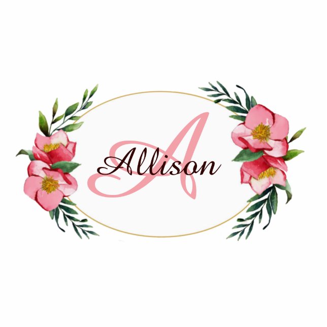 Personalized floral monogram magnet (Front)
