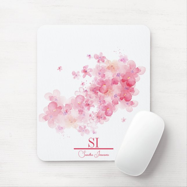 Personalized Floral Monogram Mousepad|Personalized Mouse Pad (With Mouse)