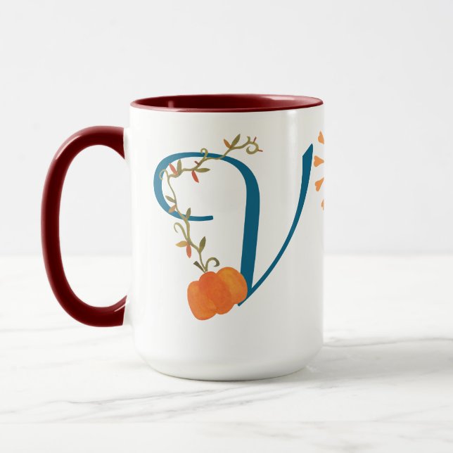 Personalized Floral Monogram  Mug (Left)
