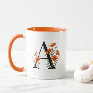 Personalized Floral Monogram Mug