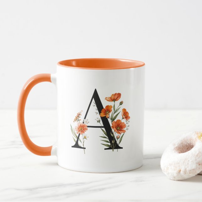 Personalized Floral Monogram Mug (With Donut)