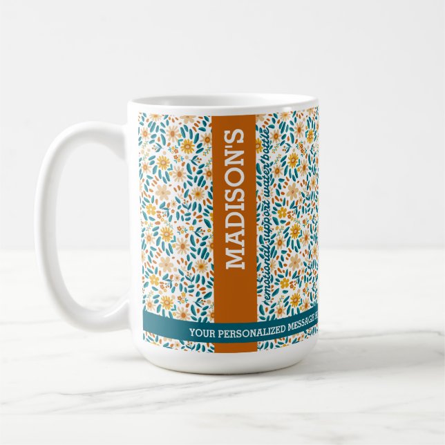 Personalized Floral Monogram & Name  Coffee Mug (Left)