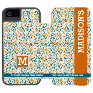 Personalized Floral Monogram & Name iPhone SE/5/5s Wallet Case