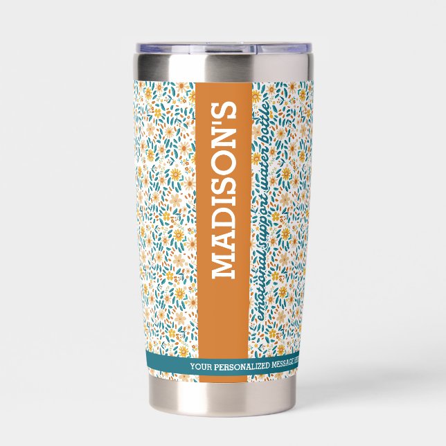 Personalized Floral Monogram & Name  Insulated Tumbler (Front)