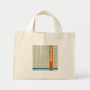 Personalized Floral Monogram & Name Mini Tote Bag