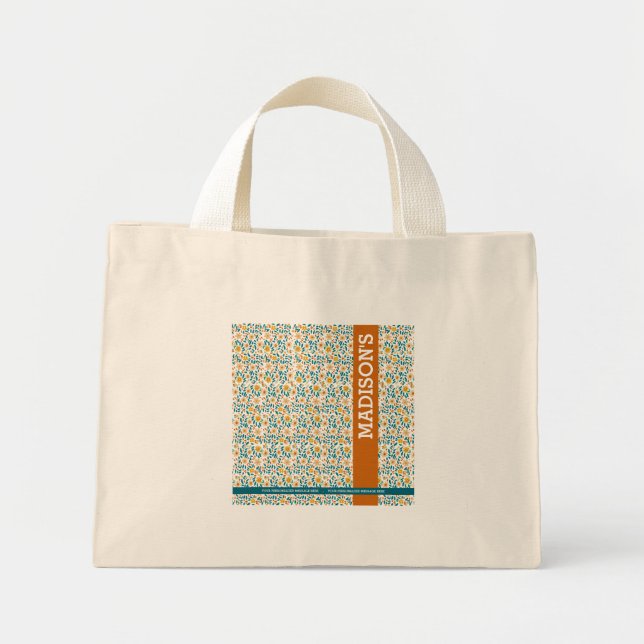 Personalized Floral Monogram & Name  Mini Tote Bag (Front)