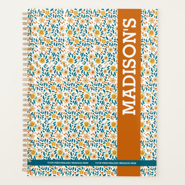 Personalized Floral Monogram & Name  Planner (Front)