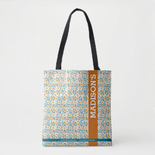 Personalized Floral Monogram & Name  Tote Bag