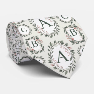 Personalized Floral Monogram Neck Tie