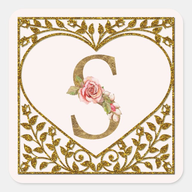 Personalized Floral Monogram Sticker (Front)