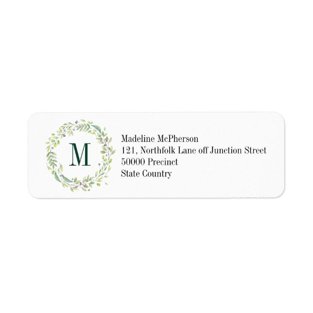 Personalized Floral Monogram Summer Foliage Label (Front)