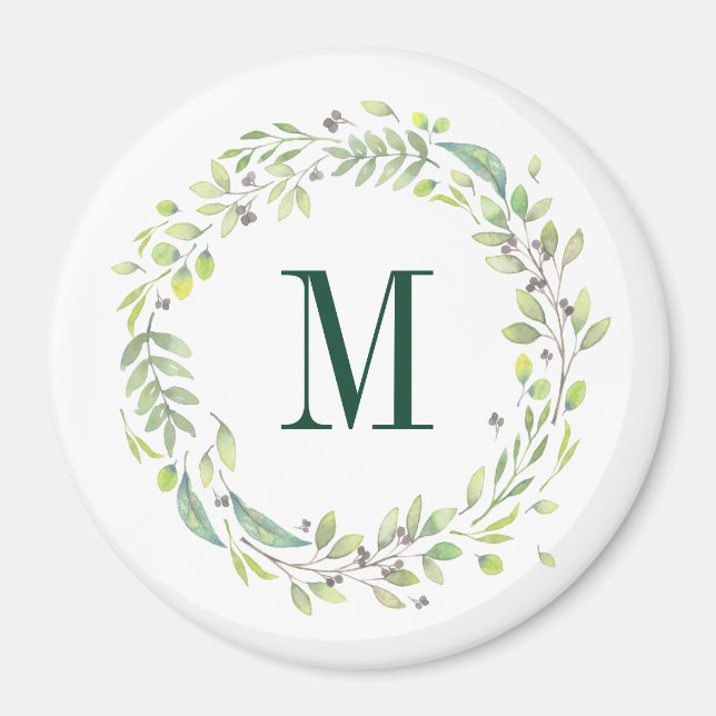 Personalized Floral Monogram Summer Foliage Magnet (Front)