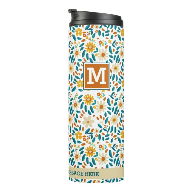 Personalized Floral Monogram Thermal Tumbler (Rotated Right)