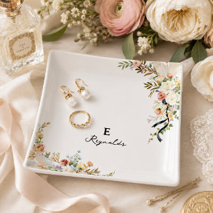 Personalized Floral Monogram Trinket Tray