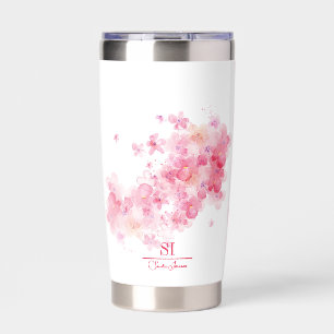 Personalized Floral Monogram Water Bottle Insulated Tumbler