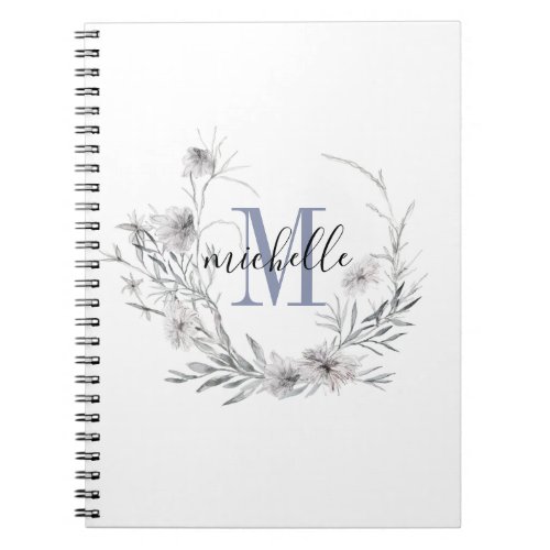 Personalized Floral Monogram Wildflower Foliage Notebook