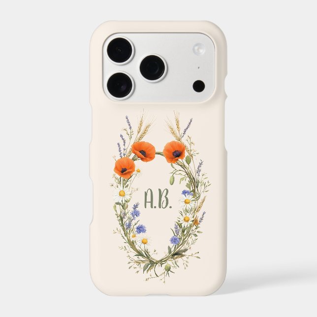 Personalized Floral Monogram Wreath iPhone Case (Back)