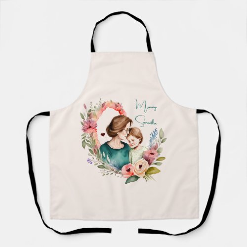 Personalized Floral Mother and Daughter Son Apron