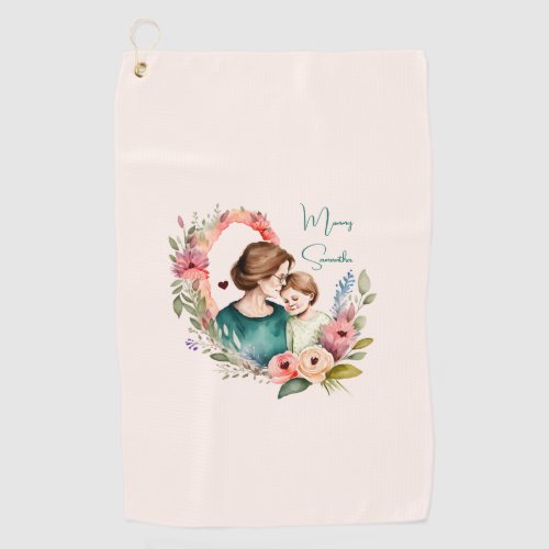 Personalized Floral Mother and Daughter Son Golf Towel