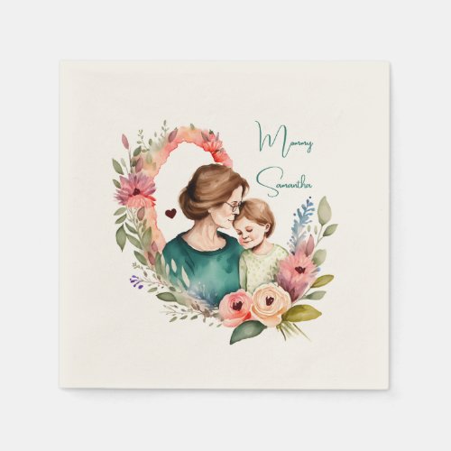 Personalized Floral Mother and Daughter Son Napkins