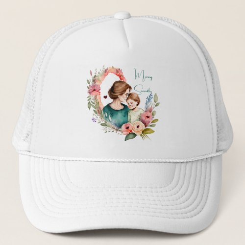 Personalized Floral Mother and Daughter Son Trucker Hat