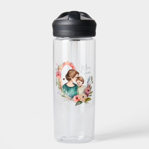 Personalized Floral Mother and Daughter Son Water Bottle