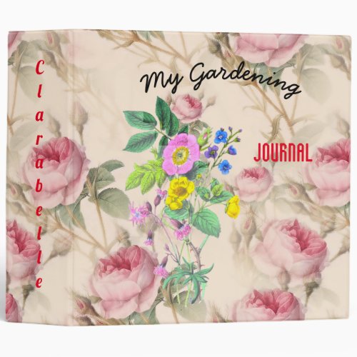 Personalized Floral Motif Gardening Journal Binder