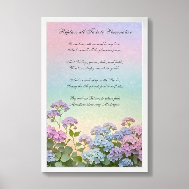Personalized Floral Motivational  Poster (Framed Front)