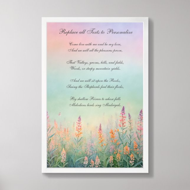 Personalized Floral Motivational  Poster (Framed Front)