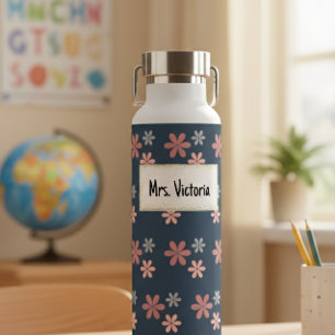 Personalized Floral Mrs. Victoria Insulated Water Bottle