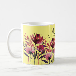 Personalized Floral Mug - Customizable Flower Mug