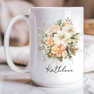 Personalized Floral Mug, Gift for Women & Moms Mug