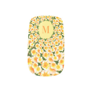 Personalized Floral Nail Art with Custom Letter