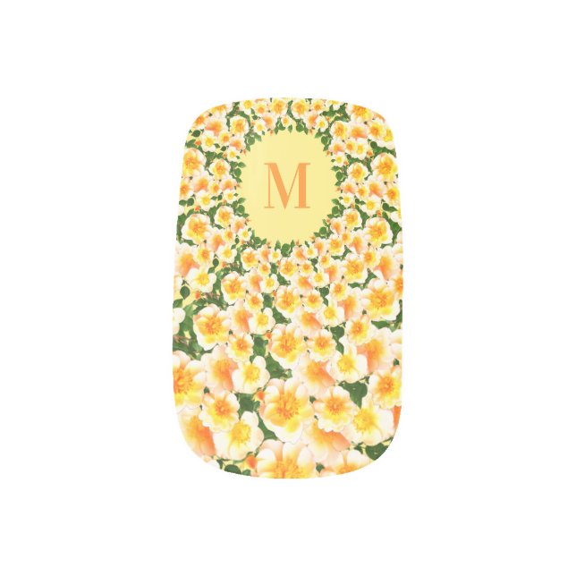 Personalized Floral Nail Art with Custom Letter (Left Thumb)