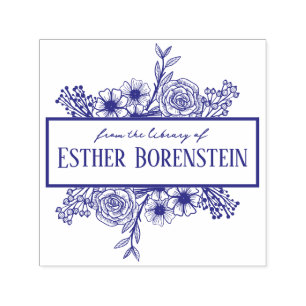 Personalized Floral Name Book Stamp