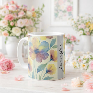 Personalized Floral Name _ Bridal Shower  Coffee Mug
