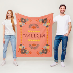 Personalized Floral Name Hispanic Fleece Blanket